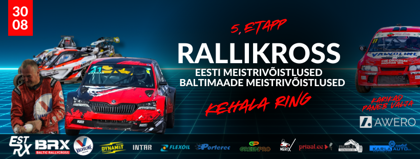 Eesti meistrivõistlused rallikrossis 2025  5. etapp Kehala - Tehnilise kontrolli aeg logo